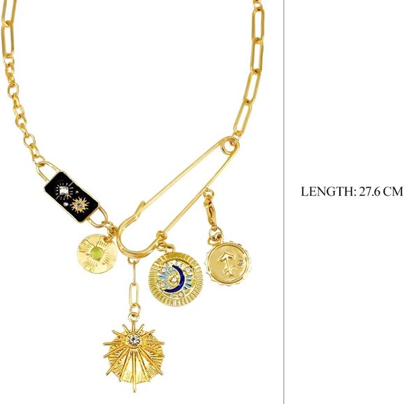 Gold Charm Necklace for Women Detachable Evil Eye Coin Jewelry Gift - Picture 6 of 6